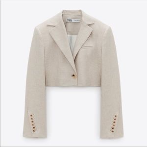 NWT Zara Limited Edition linen cropped blazer